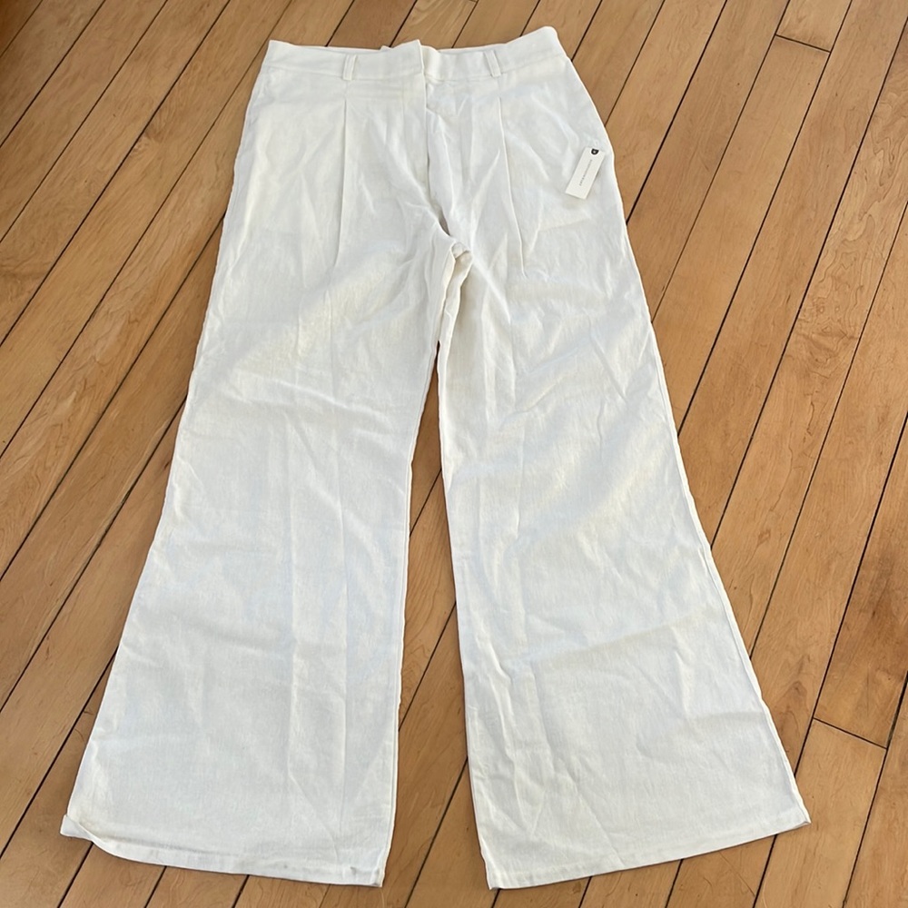 NWT Linen Anthropologie large white pants linen